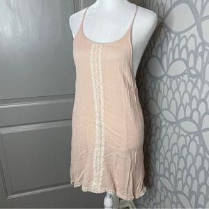 The Hanger Size S Pale Pink Mini Dress White Lace Spaghetti Straps Lined